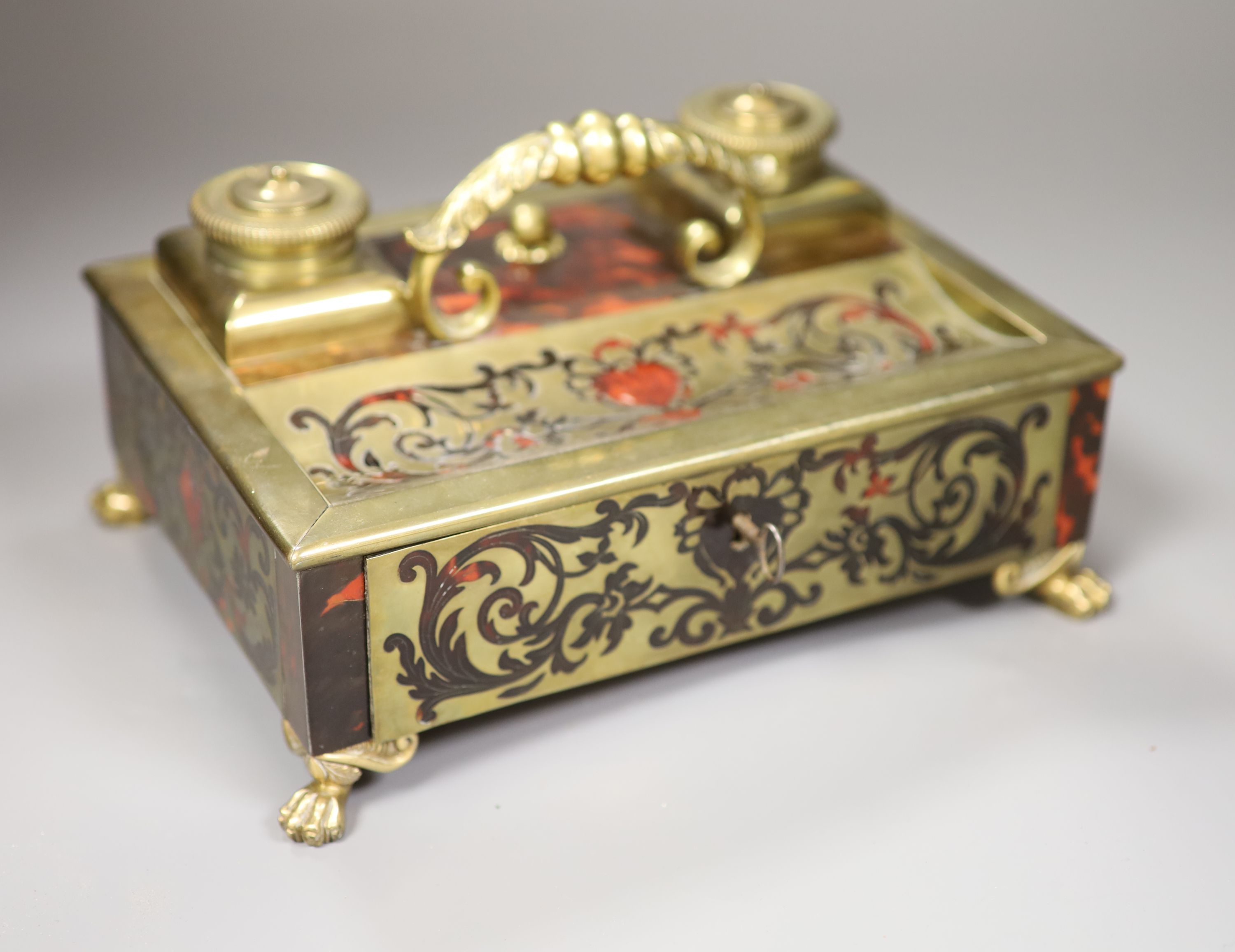 A 19th century French boulle work desk stand, 24cm